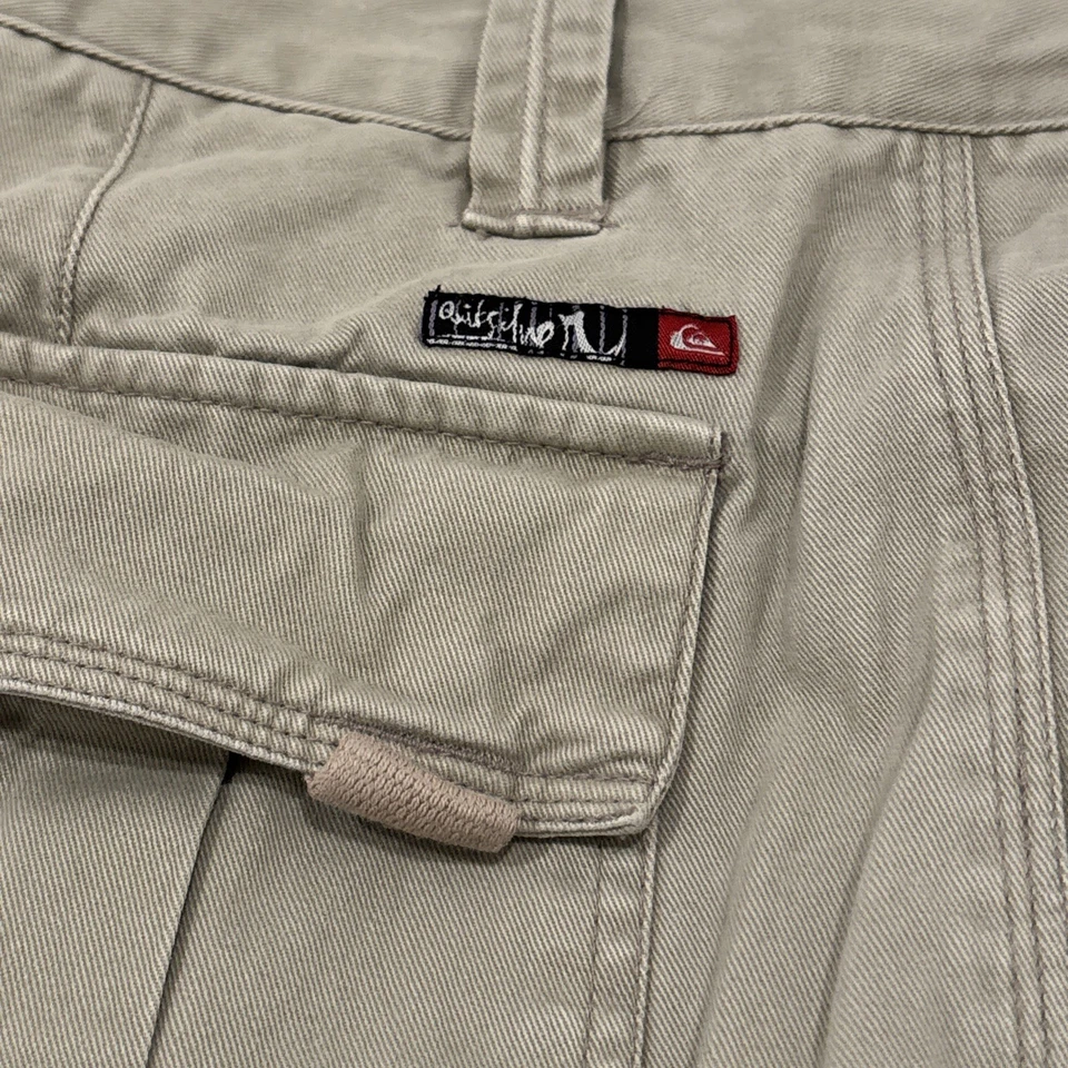Pantalones Cortos Carga Y2K Quiksilver De Colección Para Hombres 36 Caqui Tostado Sueltos Skate Grunge 2000’s Logo Foto 4 de 4