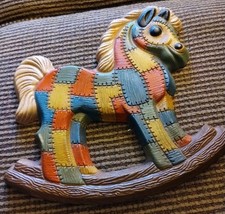Vintage 1985 Frankies Designs Foam Patchwork Rocking Horse Nursery Wall Art