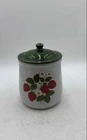Vintage McCoy Pottery Multicolor Strawberry Country Stoneware Canister With Lid