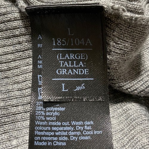 All Saints Mens Wool Blend Nomo Open Cardigan Ramskull Embroidery Large Gray - Picture 5 of 10
