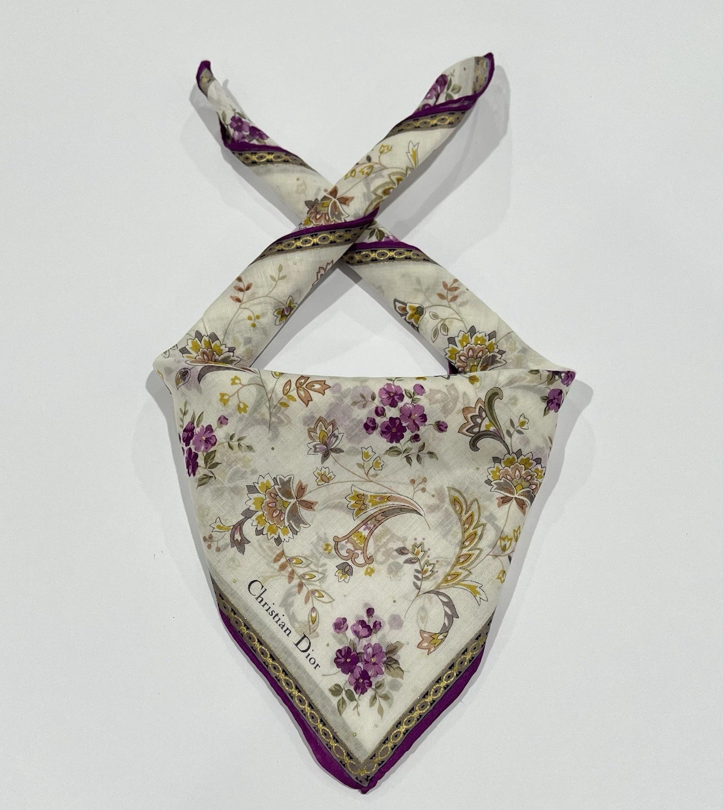 Mouchoirs Christian Dior Femme Floral Violet Coton Poche Carré 18