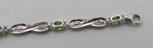 Sterling silver & peridot vintage Art Deco antique eternity bracelet - Picture 17 of 17