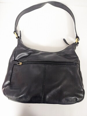 Giani Bernini Black Leather Shoulder Bag Handbag Flawed Purse