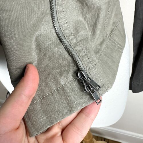 NWT Eileen Fisher Women's XXS 100% Coated Organic Linen Gray & Beige Moto Jacket - Picture 5 of 18