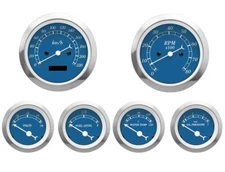 MOTOR METER RACING Classic Blue 6 Gauge Set Electrical Speedometer KMH °C BAR
