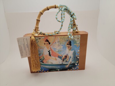 Parasol Painting Art Wooden Vanity Crossbody Carry On Bag - Mi Amato (NWT)