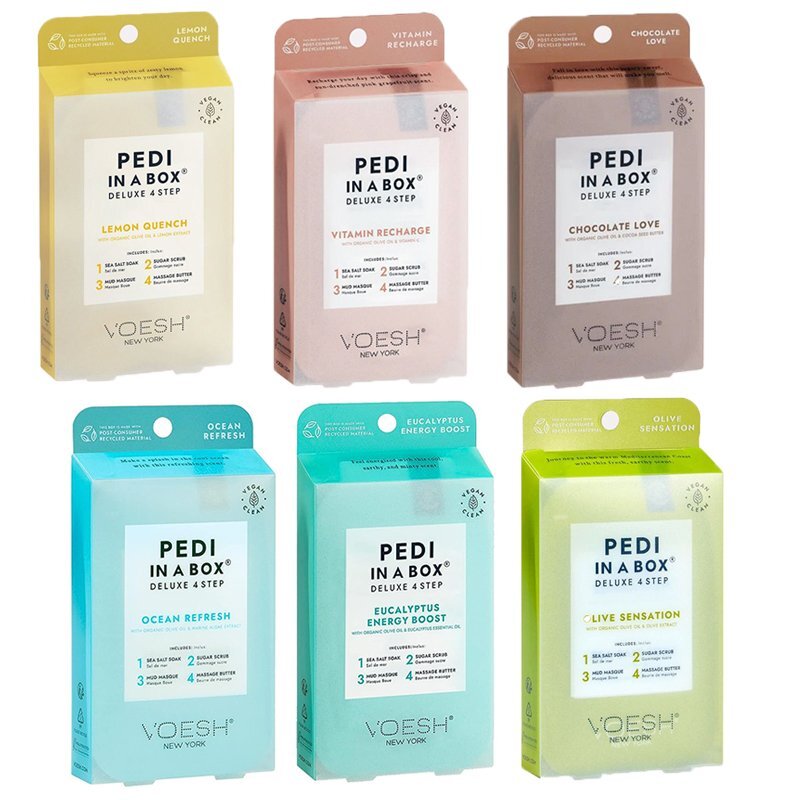 Voesh Pedi In a Box Deluxe Kit de Pedicura de 4 Pasos - Mezcla de 6 Aromas