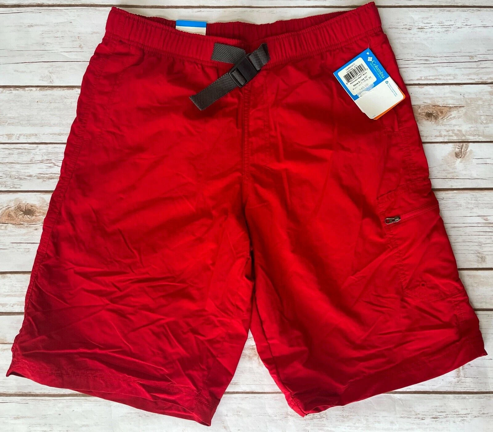 COLUMBIA 11" PALMERSTON PEAK SHORTS BELTED HIKING RED MENS SIZE SMALL NEW
