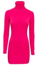 Maglione donna dolcevita vestito lungo abito collo alto maglia elegante sera