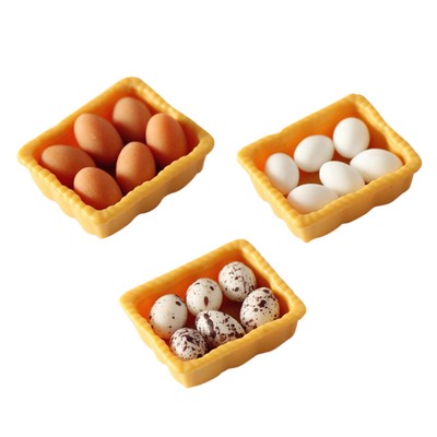 3 Sets Boxed Egg Model Child Dollhouse Mini Eggs Miniature Figurines