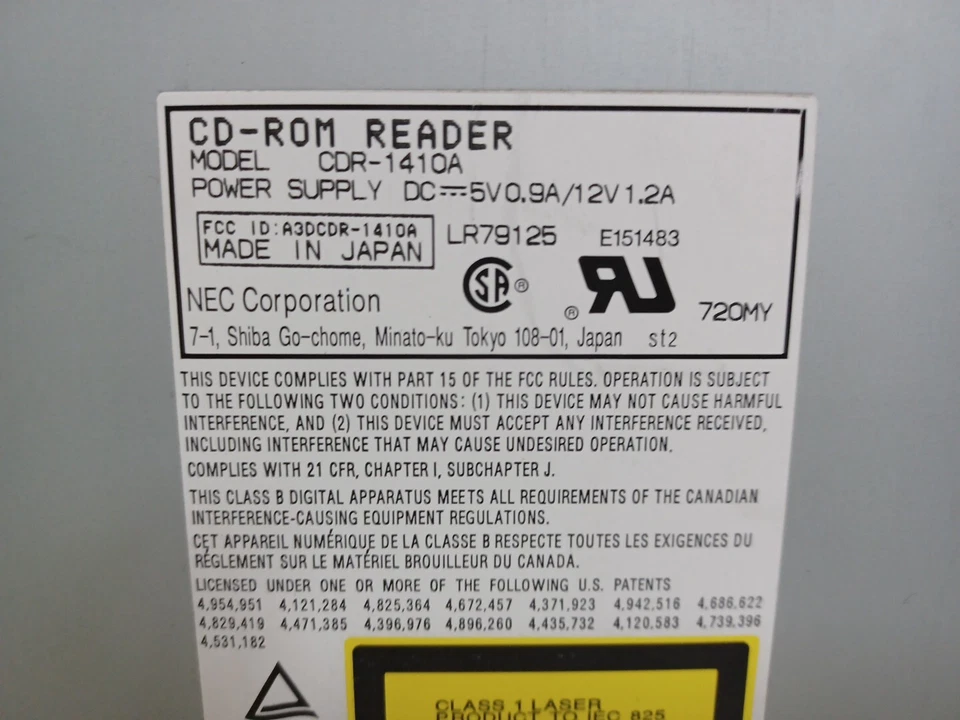 NEC CD-R Drive CDR-1410A 1996 CD-ROM Reader Beige Made in JAPAN - UNTESTED - Image 3 of 4