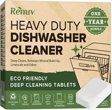 Heavy Duty Dishwasher Cleaner and Deodorizer Tablets, Descaler, Deep Cleaning