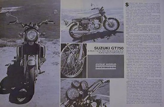 SUZUKI 750 GT-750 GT750 Water Cooled Buffalo Motorcycle Test Article 1971