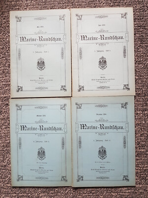 4 Hefte Marine Rundschau 1894 Monatsschrift für Seewesen 5.Jahrgang RAR Orig.