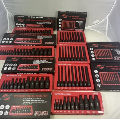 IMPACT SECHSKANT & TORX & Splines Ribes BIT STECKSCHLÜSSELSATZ lang flach 1/4'' 3/8'' 1/2'' dr