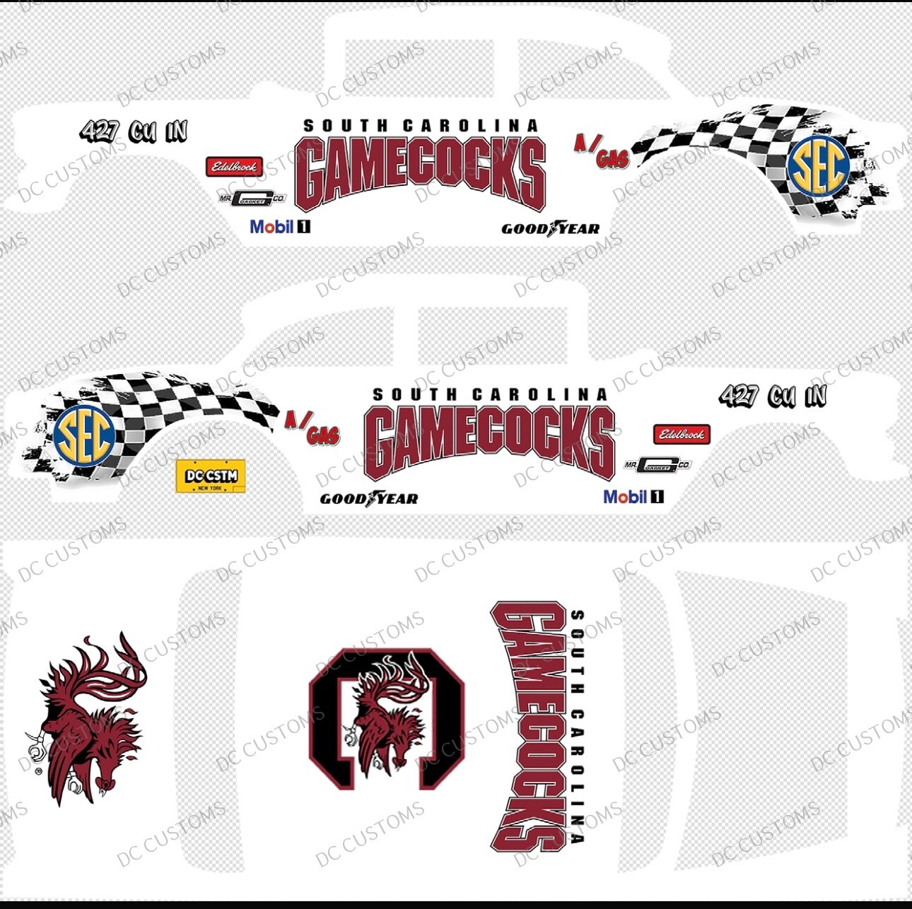 55 CHEVY GASSER (NONE-WHITE TONER) DECALS SC GAMEC0CKS