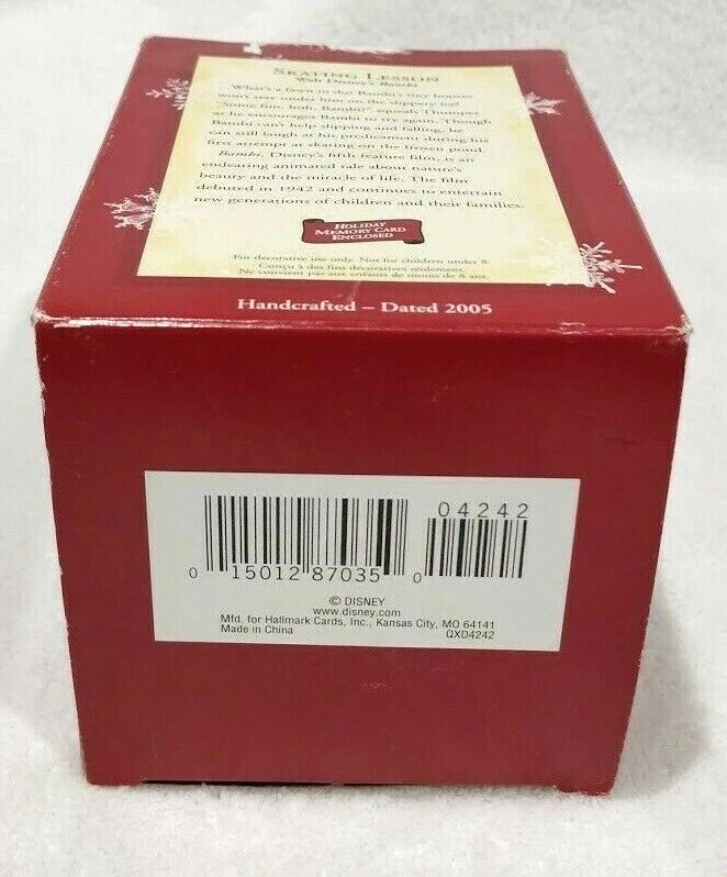 Hallmark 2005 "LECCIÓN DE PATINAJE" Walt Disney's Bambi Keepsake Ornament Foto 4 de 4