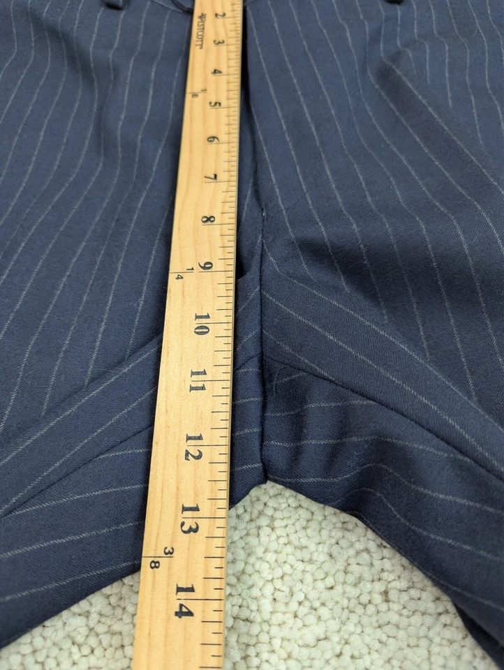 Pantalones de franela de lana Ralph Lauren para hombre 36x30 azul tiza rayas ajustados azul marino Foto 4 de 4