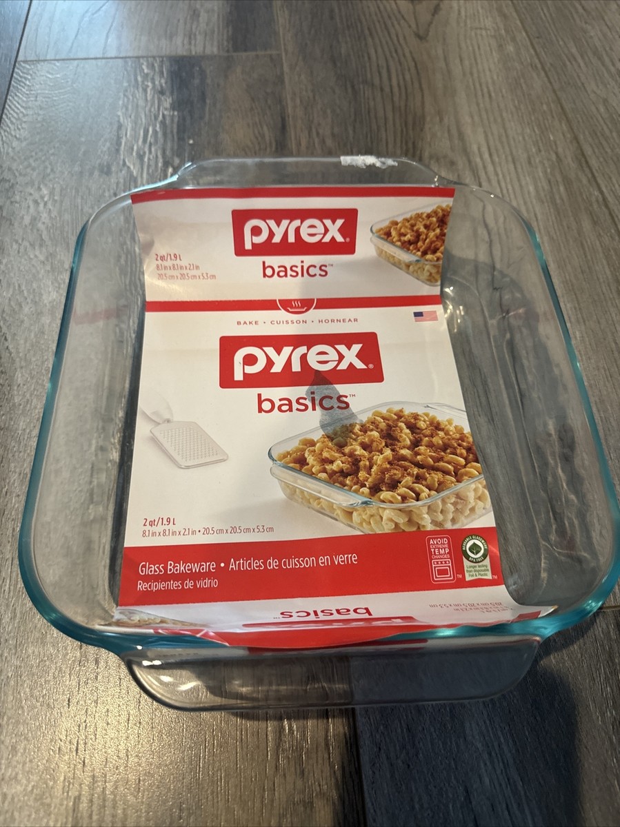Pyrex Basics Baking Dish 8”x8” Square Clear Glass Qt