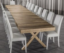 TAVOLO IN LEGNO ALLUNGABILE FINO A 5 METRI ROVERE NODATO/BIANCO PORO APERTO *695