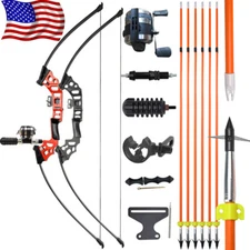 Bowfishing Kit 40lbs Recurve Bow Hunting Fishing Arrow Reel Archery Straight Bow