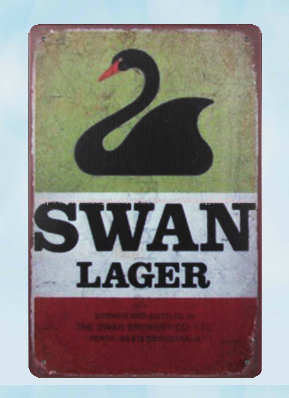 Vintage Swan Lager Beer Metal Tin Sign - Elegant Wall Decor