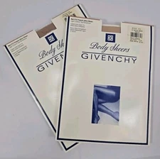 (2) GIVENCHY Pantyhose French Ultra Sheer Light Control Top Sz B Le Beige 212