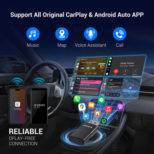 2in1 Wireless CarPlay Adapter Android Auto Car Auto Navigation Player USB Dongle - Picture 7 of 14