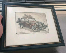 Originale Automobil Incisione In Rame Litografia Opel Olympia Gasogeno