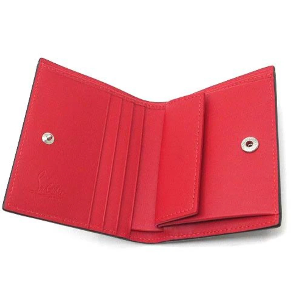 Christian Louboutin Paros Bi-fold Wallet Studs Leather Blue USED Auth #S2515 - Image 3 of 4