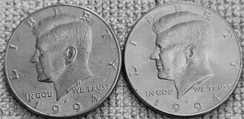 2 - 1994 Kennedy half dollar coins 1 P + 1 D