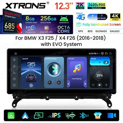 2K 12.3'' Autoradio für BMW X3 F25 X4 F26 EVO Android 14 8-Kern 8G+256GB GPS Navi
