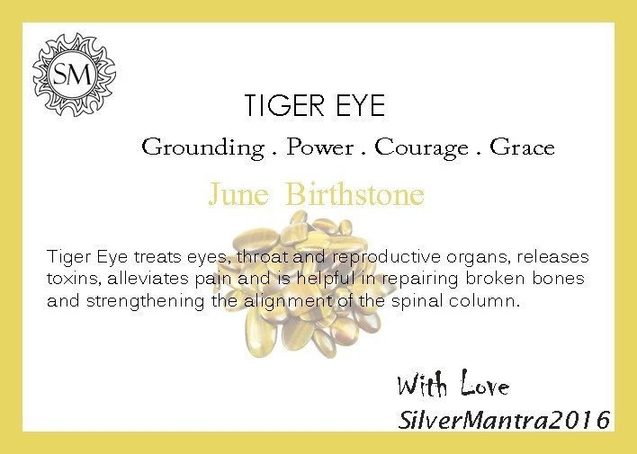 Anillos de regalo de Navidad de plata de ley 925 con piedras preciosas de ojo de tigre natural talla 8 Foto 3 de 4