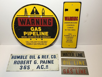 #ad #ad Vintage Lot Humble Oil Refining Co. Oil amp; Gas Sign Texas Man Cave Exxon Mobil $200.00