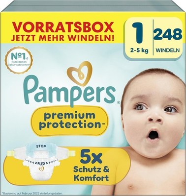 Pampers Premium Protection Groesse1 248 Windeln 2bis5kg Doppelter Hautschutz