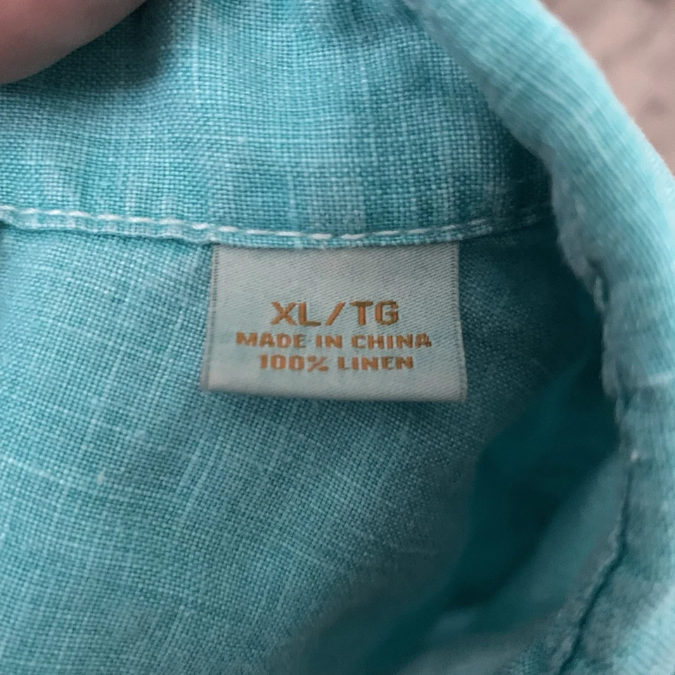 Tommy Bahama RELAX Linen Shirt Mens XL Sea Glass Breezer Long Sleeve Button Up - Image 4 of 4