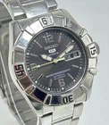 Vintage Seiko 5 Sports Black Dial Day-Date Automatic Movement No.7S36B Men Watch