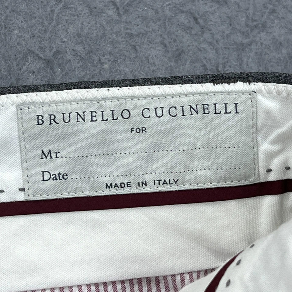 Brunello Cucinelli Pants Mens 56 Gray Wool Dress Trousers Traditional Fit Italy* - Image 4 of 4