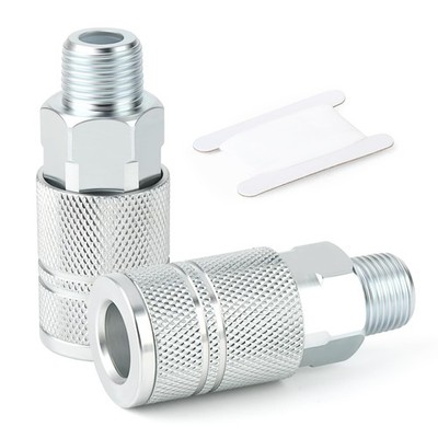2 PCS 3/8 Inch Male Quick Connect Air Coupler Industrial Hose Fittings Set