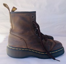 Vtg 90 s Dr. Martens 2A73 Platform Toe Cap Boots Y2K Women Sz 6 Brown