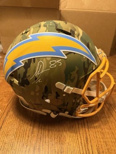 Los Angeles Chargers Camo Signed Football Helmet Beckett Authentication Original