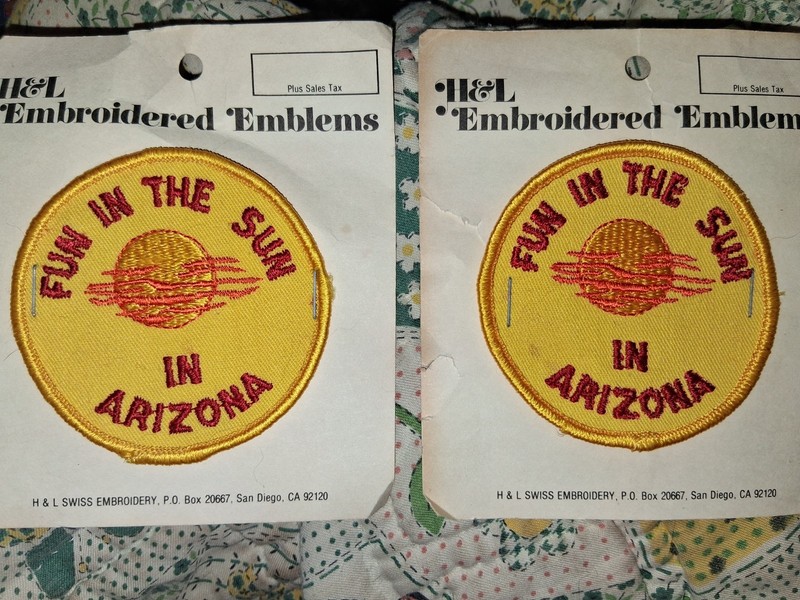 x2 Vintage Fun in the Sun in Arizona sew on patches h&l embroidered emblems