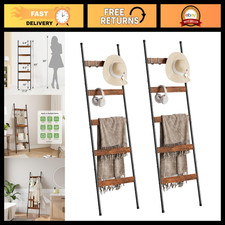 2 Pack Blanket Ladder - 5-Tier Towel Rack, Wall-Mounted Quilt Holder, Home Decor