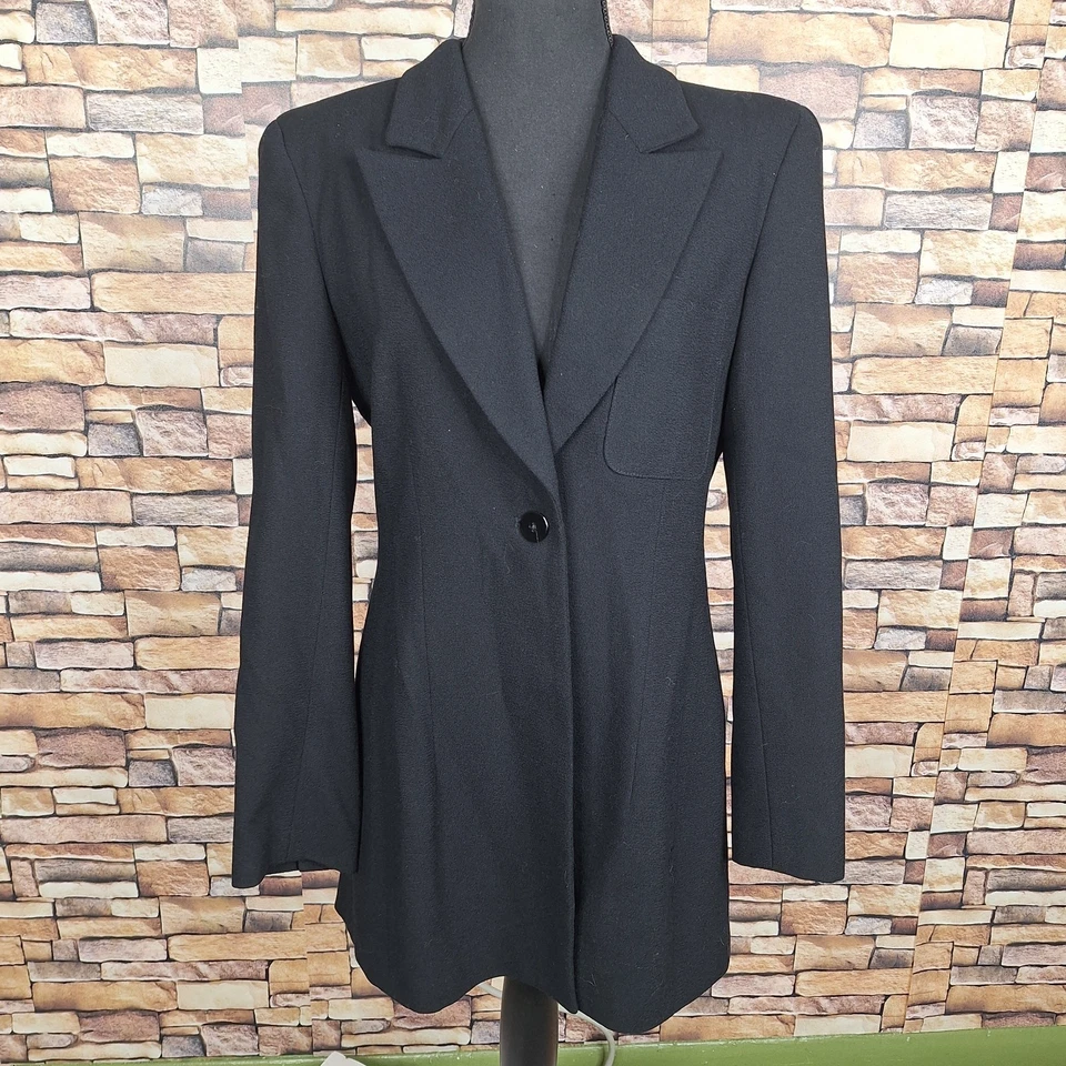 Chaqueta Blazer Gianni Mujer 8 Lana Negra De Colección Hecha en EE. UU. Foto 2 de 4