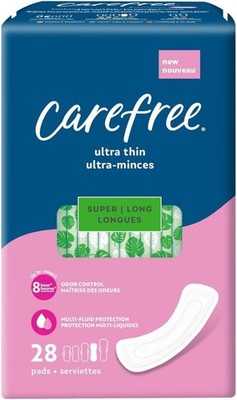 Carefree Ultra Thin Pads, Super/Long, No Wings, 84ct (3x28)