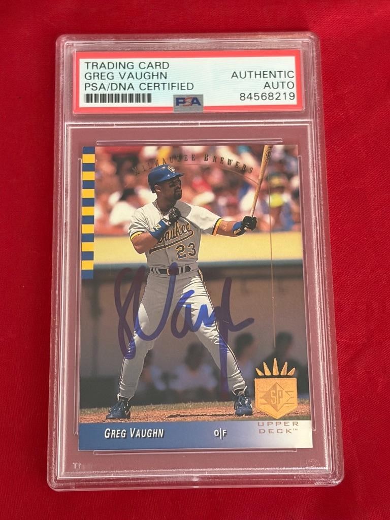 GREG VAUGHN BREWERS #71 1993 UPPER DECK SP SIGNED AUTO PSA AUTHENTIC