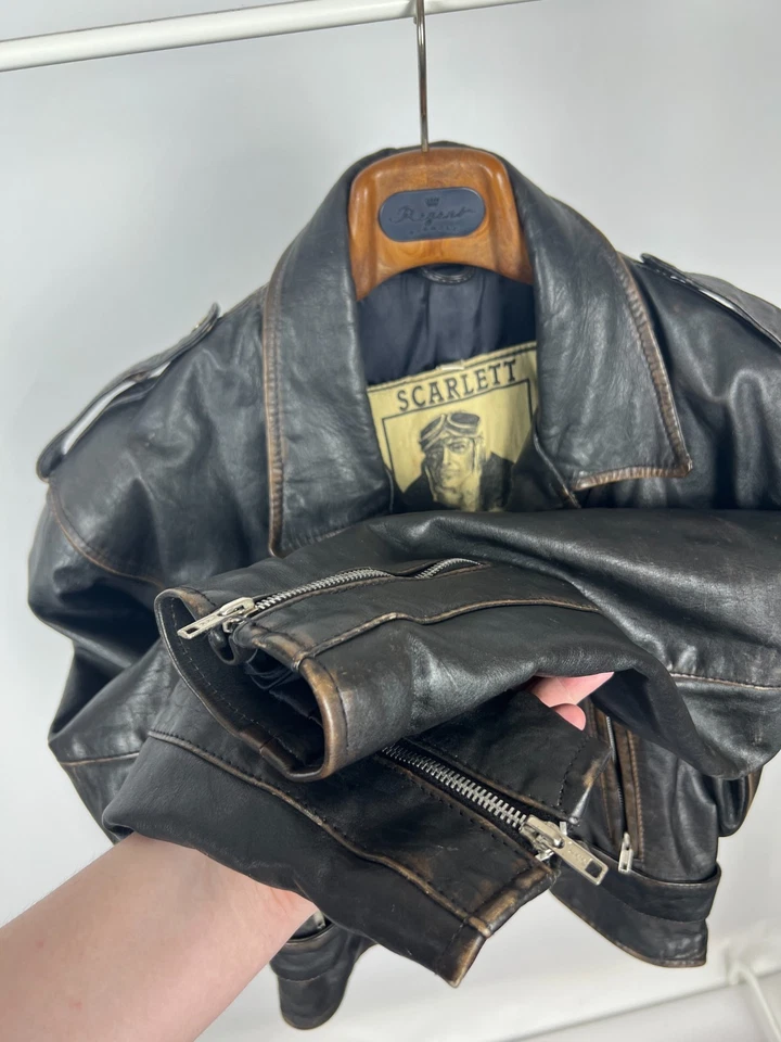 Scarlett Women's Real Leather Heavyweight Biker Motorcycle Jacket Size Small - Image 4 of 4