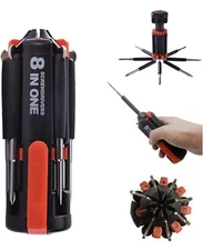 Multifunctional 8-in-1 Screwdrivers Tool with Worklight and Flashlight, Portable