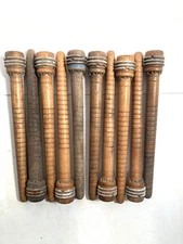 Wood Bobbins Spools Wooden Industrial Style, 8" Wood Quills with STAPLES, Lot-10