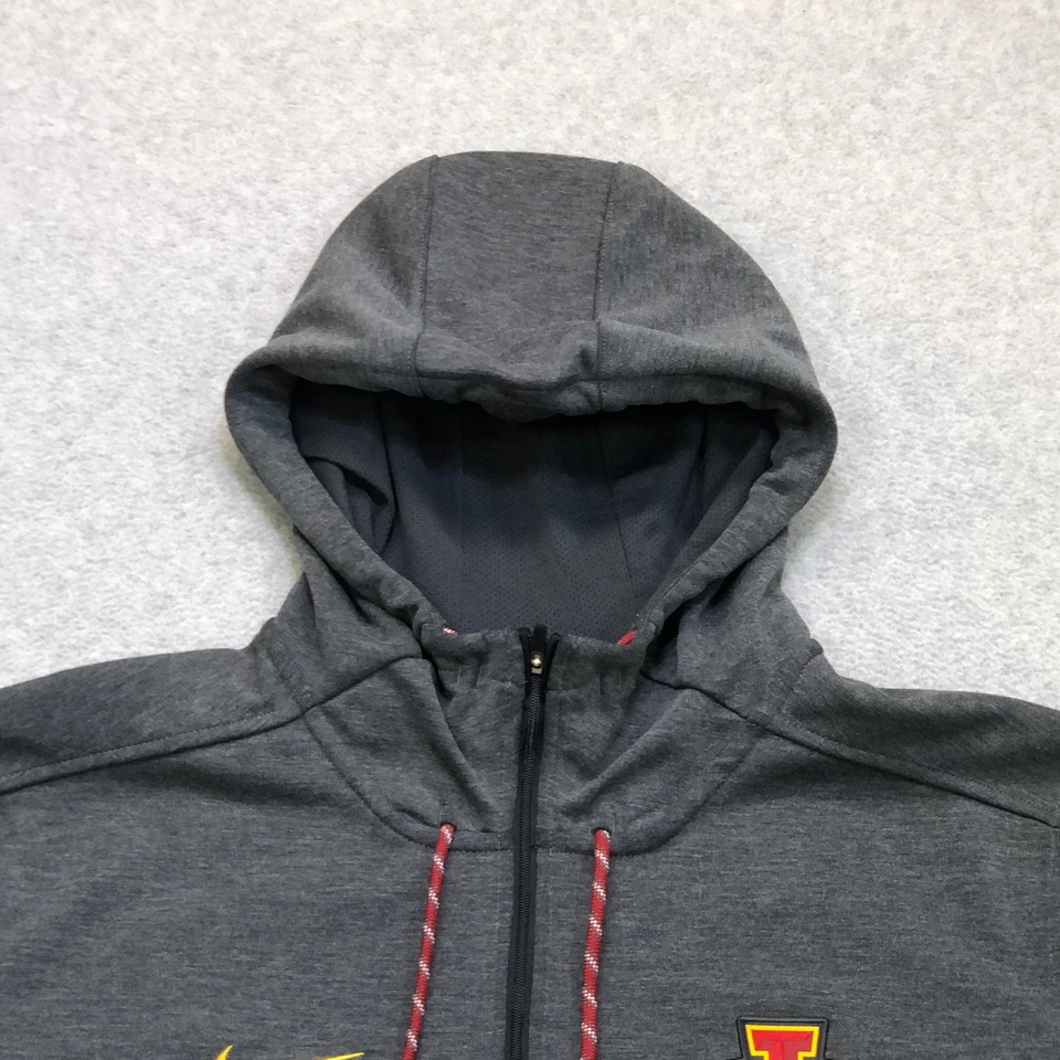 Chaqueta Nike Para Hombre Extra Grande Gris Con Capucha Iowa State Cyclones Bolsillos con Cremallera Completa Foto 2 de 4